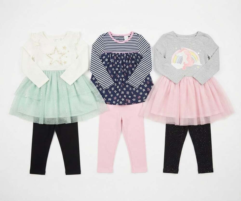 Cat & Jack Toddler Girls Long Sleeve Dress and Leggings Set Lot of 3 3T